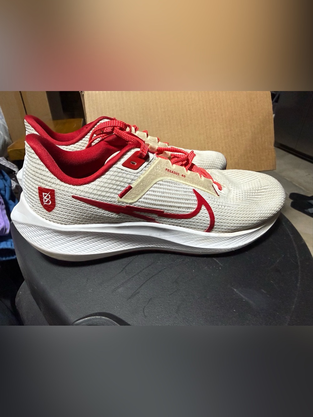 Nike Pegasus 40s Running Shoes White with Red Accents
